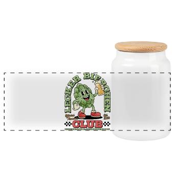 Lecker Bierchen Club Bier Bierliebhaber - Panorama Keksdose mit Holzdeckel - Weiß - Vorne
