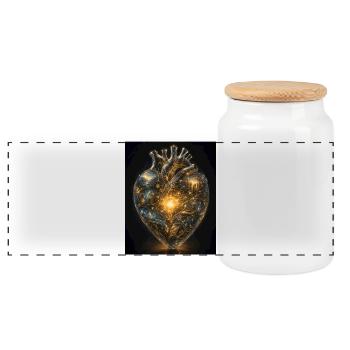 Heart of networking - Panoramic Cookie Jar with Wooden Lid - white - Front