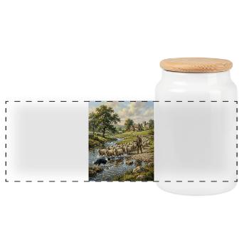 Shepard et son chien - Boîte à biscuits avec couvercle en bois - blanc - Devant