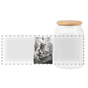 DJ Dog Rocking the Party - Panoramic Cookie Jar with Wooden Lid - white - Front