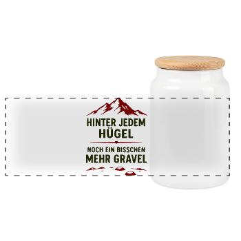 Gravel Bergpfad Motivationszitat - Panorama Keksdose mit Holzdeckel - Weiß - Vorne