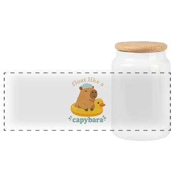 Flotte comme un capybara - Boîte à biscuits avec couvercle en bois - blanc - Devant