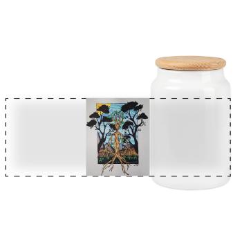 Root tree in frame - Panoramic Cookie Jar with Wooden Lid - white - Front