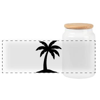Palm Tree Summer Beach Vacation Sea Travel Gift - Panoramic Cookie Jar with Wooden Lid - white - Front