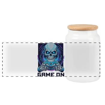 ON PEUT CONTINUER LE JEU - Cyber Skull Gamer | Conception du jeu néon - Boîte à biscuits avec couvercle en bois - blanc - Devant
