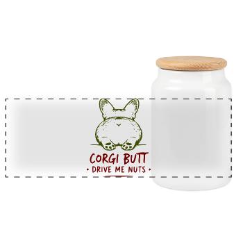 Les fesses de corgi me rendent fou - Boîte à biscuits avec couvercle en bois - blanc - Devant