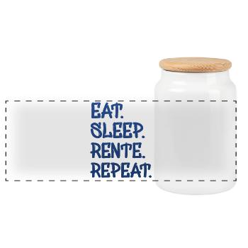 Eat Sleep Repeat Pension - Boîte à biscuits avec couvercle en bois - blanc - Devant