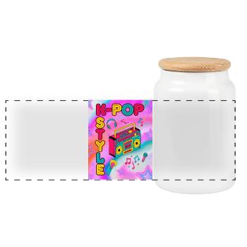 K‑Pop Style - Boîte à biscuits avec couvercle en bois - blanc - Devant