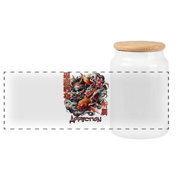 Devilish Hannya Art - Panorama Keksdose mit Holzdeckel - Weiß - Vorne