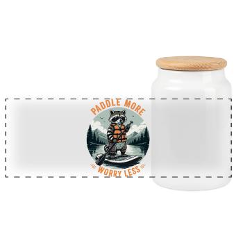 Raccoons SUP Paddleboard Board Stand Up Paddle - Boîte à biscuits avec couvercle en bois - blanc - Devant