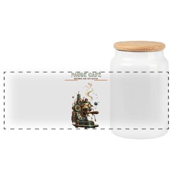 Pause Café - Monde en Attente - Boîte à biscuits avec couvercle en bois - blanc - Devant