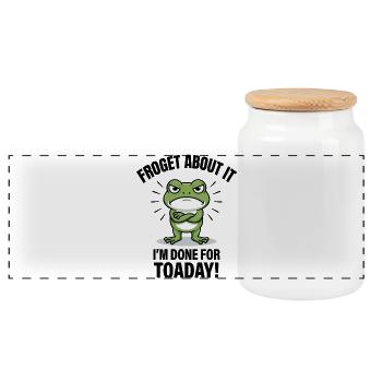 Froget About It I'm Done For Toaday - Panoramic Cookie Jar with Wooden Lid - white - Front