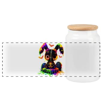 Lapin gothique de Kawaii - Boîte à biscuits avec couvercle en bois - blanc - Devant