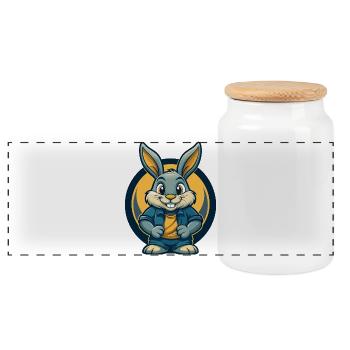 Mascotte de Kawaii Mascotte Cartoon Logo Logo Clipart Badge - Boîte à biscuits avec couvercle en bois - blanc - Devant