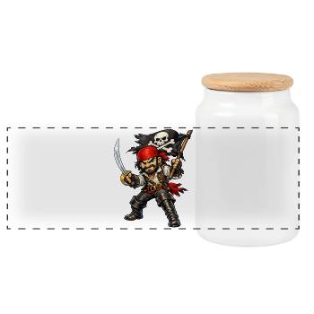 Pirate with red headscarf - Panoramic Cookie Jar with Wooden Lid - white - Front