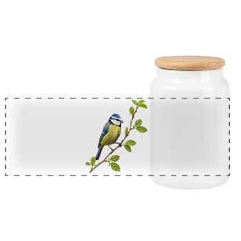 Bleu - Boîte à biscuits avec couvercle en bois - blanc - Devant