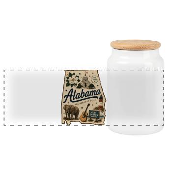 Vintage-Alabama State Pride Illustrated-Aufkleber - Panorama Keksdose mit Holzdeckel - Weiß - Vorne