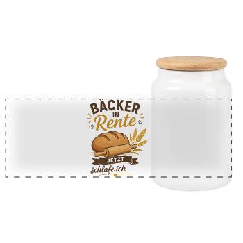 Bäcker in Rente – Brot und Weizen Ruhestand Spruch - Panorama Keksdose mit Holzdeckel - Weiß - Vorne