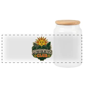 Photosynthesis Club – Retro Pflanzen Sonne - Panorama Keksdose mit Holzdeckel - Weiß - Vorne