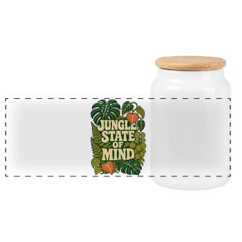 Jungle State of Mind – Tropische Pflanzen - Panorama Keksdose mit Holzdeckel - Weiß - Vorne