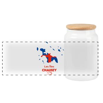  Îles Chausey - Boîte à biscuits avec couvercle en bois - blanc - Devant