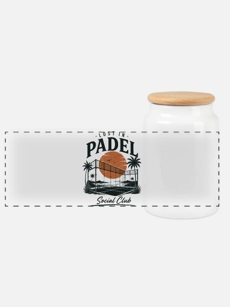 Lost in Padel Social Club | Vintage Padel - Panorama Keksdose mit Holzdeckel - Weiß