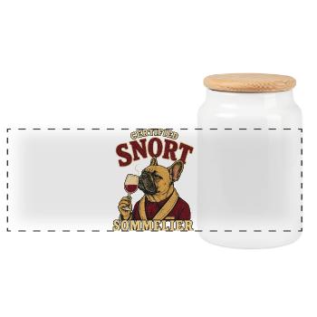 Zertifizierter Snort-Sommelier Französischer Bulldogge - Panorama Keksdose mit Holzdeckel - Weiß - Vorne