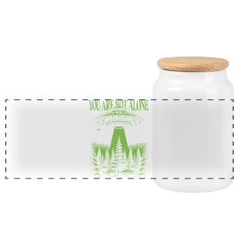 Hiking - You Are Not Alone - Alien - Panoramic Cookie Jar with Wooden Lid - white - Front