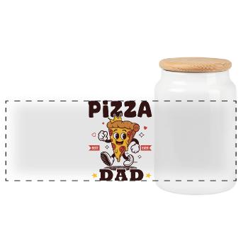 Pizza-Papa Pizza-Liebhaber-Geschenk - Panorama Keksdose mit Holzdeckel - Weiß - Vorne