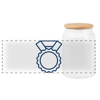 Award Medal Badge Icon for Premium Achievement Des - Panoramic Cookie Jar with Wooden Lid - white - Front