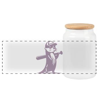 Otter Baseball Silhouette - Panorama Keksdose mit Holzdeckel - Weiß - Vorne