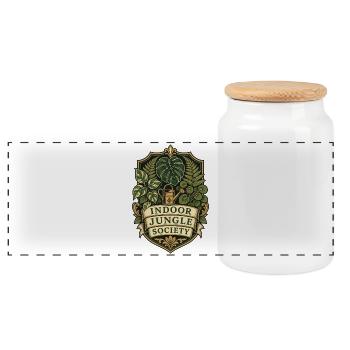 Indoor Jungle Society – Zimmerpflanzen Club - Panorama Keksdose mit Holzdeckel - Weiß - Vorne