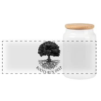 Roots Run Deep – Baum mit Wurzeln - Panorama Keksdose mit Holzdeckel - Weiß - Vorne