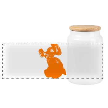 Der orange Hund - Panorama Keksdose mit Holzdeckel - Weiß - Vorne