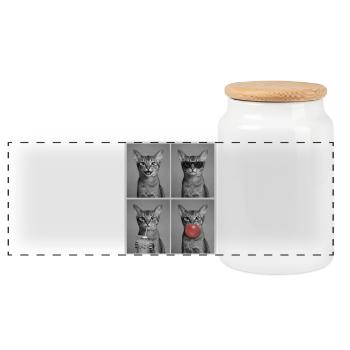 Chats Chat Abyssinian - Boîte à biscuits avec couvercle en bois - blanc - Devant