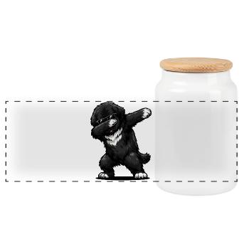 Tabbing de Terre-Neuve dans le style comique - Boîte à biscuits avec couvercle en bois - blanc - Devant