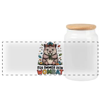 Wombat Spruch - Panorama Keksdose mit Holzdeckel - Weiß - Vorne