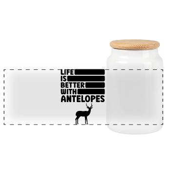 Antelope Humor Saying - Panoramic Cookie Jar with Wooden Lid - white - Front
