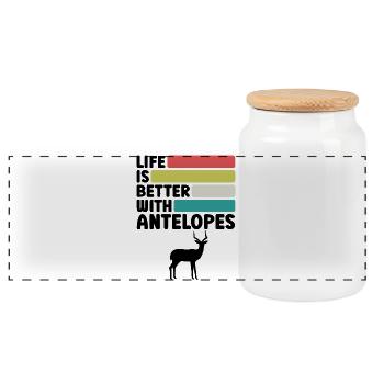 Safari humoristique d’antilopes Afrique - Boîte à biscuits avec couvercle en bois - blanc - Devant