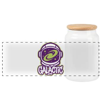 Galactic Astronaut Logo - Panoramic Cookie Jar with Wooden Lid - white - Front