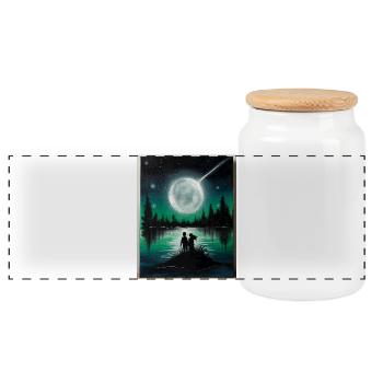Lune - Boîte à biscuits avec couvercle en bois - blanc - Devant
