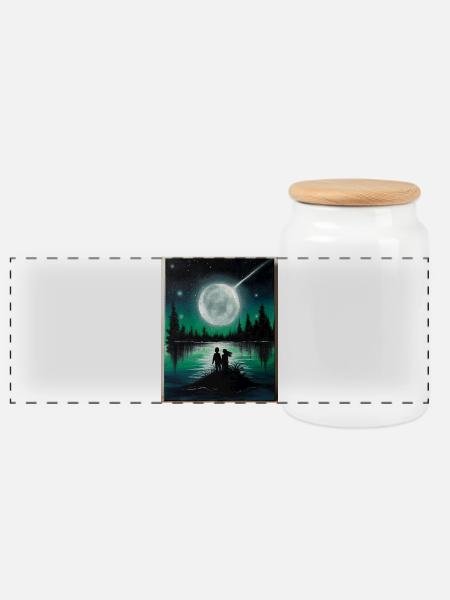 Moon - Panorama Keksdose mit Holzdeckel - Weiß