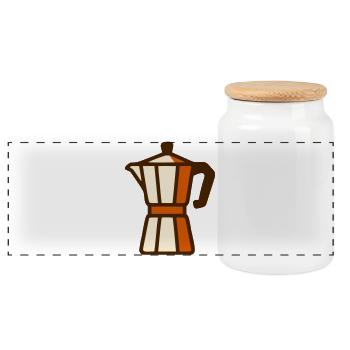 Espresso Maker Coffee Icon - Panoramic Cookie Jar with Wooden Lid - white - Front