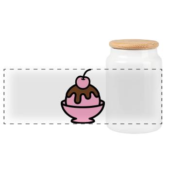 Sundae Cherry Artwork - Panoramic Cookie Jar with Wooden Lid - white - Front