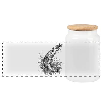 Chasse de Surface au Brochet 2 | Collection Classique - Boîte à biscuits avec couvercle en bois - blanc - Devant
