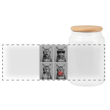 Chats Bengal Cat - Boîte à biscuits avec couvercle en bois - blanc - Devant