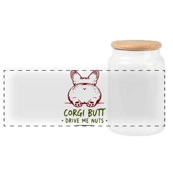 Corgi Butt Humor Shirt - Panoramic Cookie Jar with Wooden Lid - white - Front