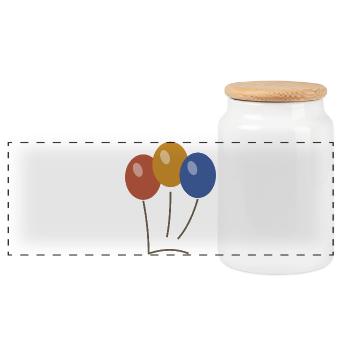 HAPPY BIRTHDAY. HAPPY BIRTHDAY. ANNIVERSARY. - Panoramic Cookie Jar with Wooden Lid - white - Front