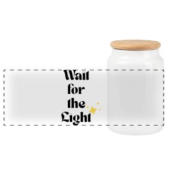 Attendez la lumière Typographie rétro scintille - Boîte à biscuits avec couvercle en bois - blanc - Devant