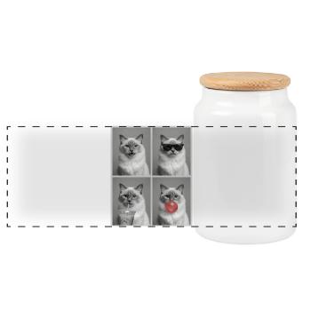 Cats Sacred Birman Cat - Panoramic Cookie Jar with Wooden Lid - white - Front